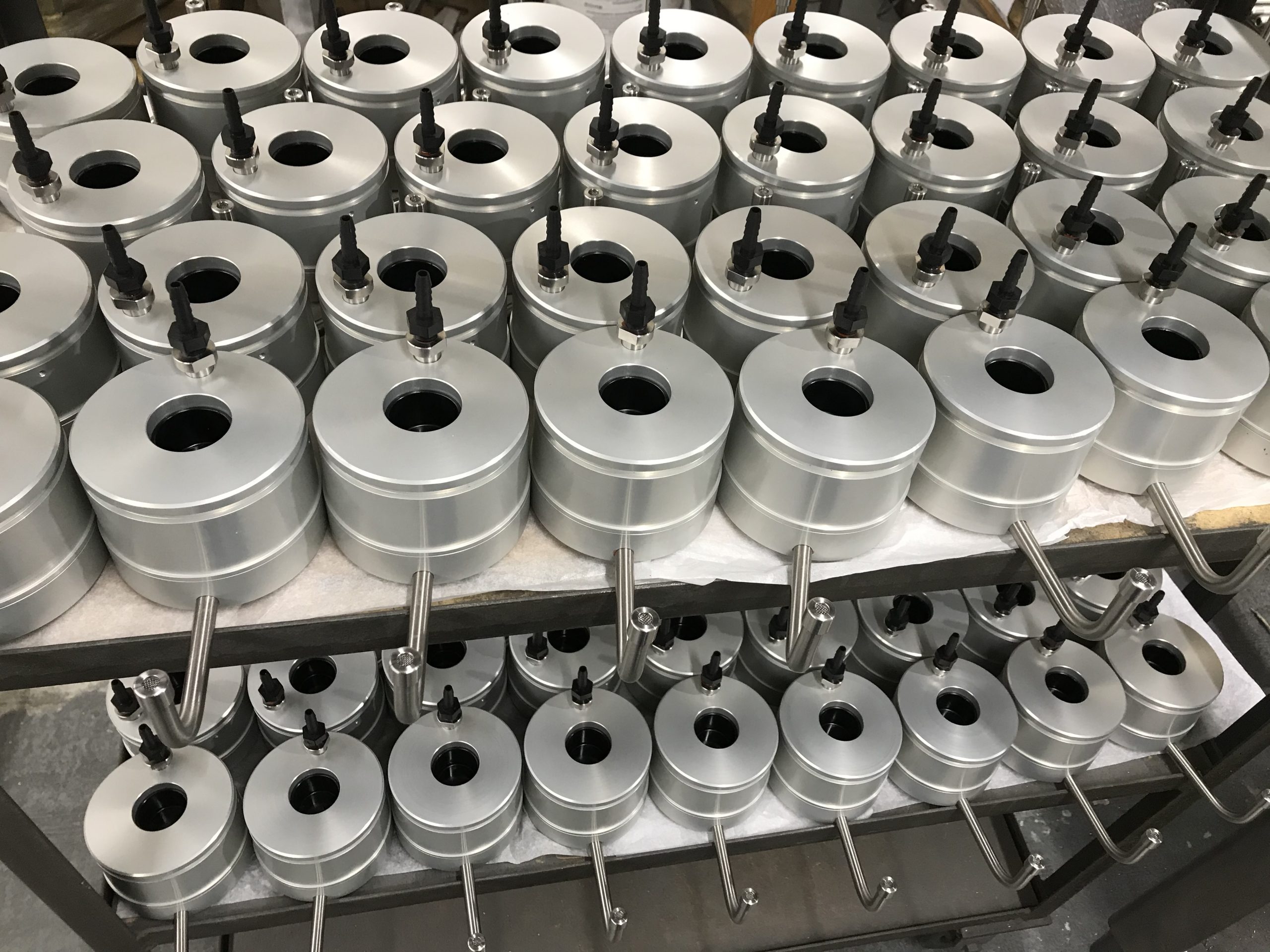rows of small metal components