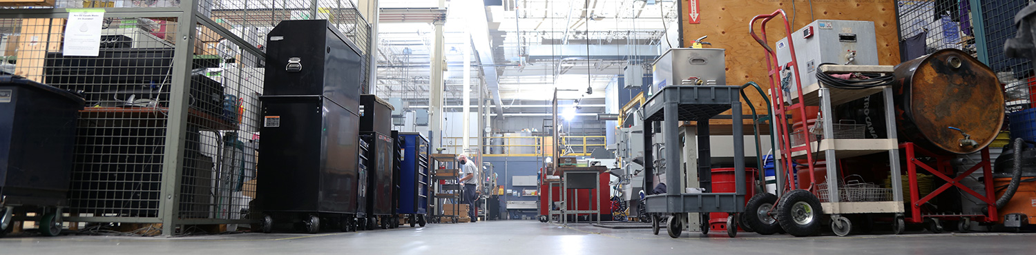 view of a machinign shop from the floor