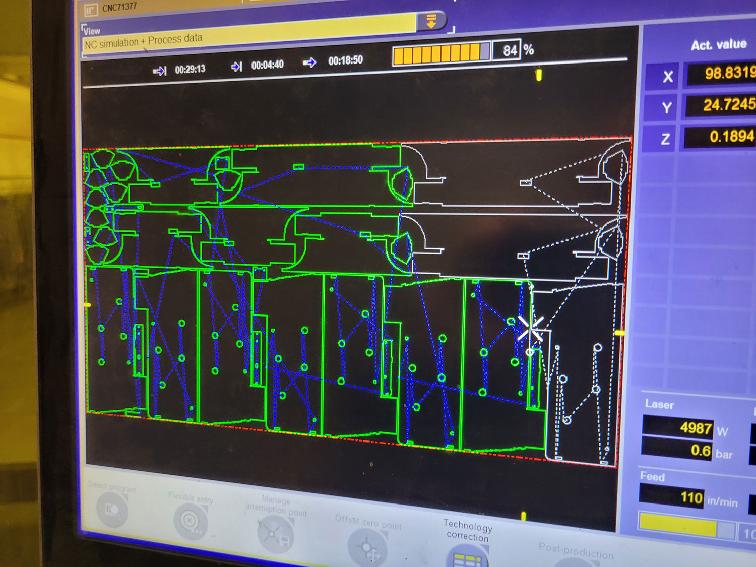 computer screen showing laser processing software